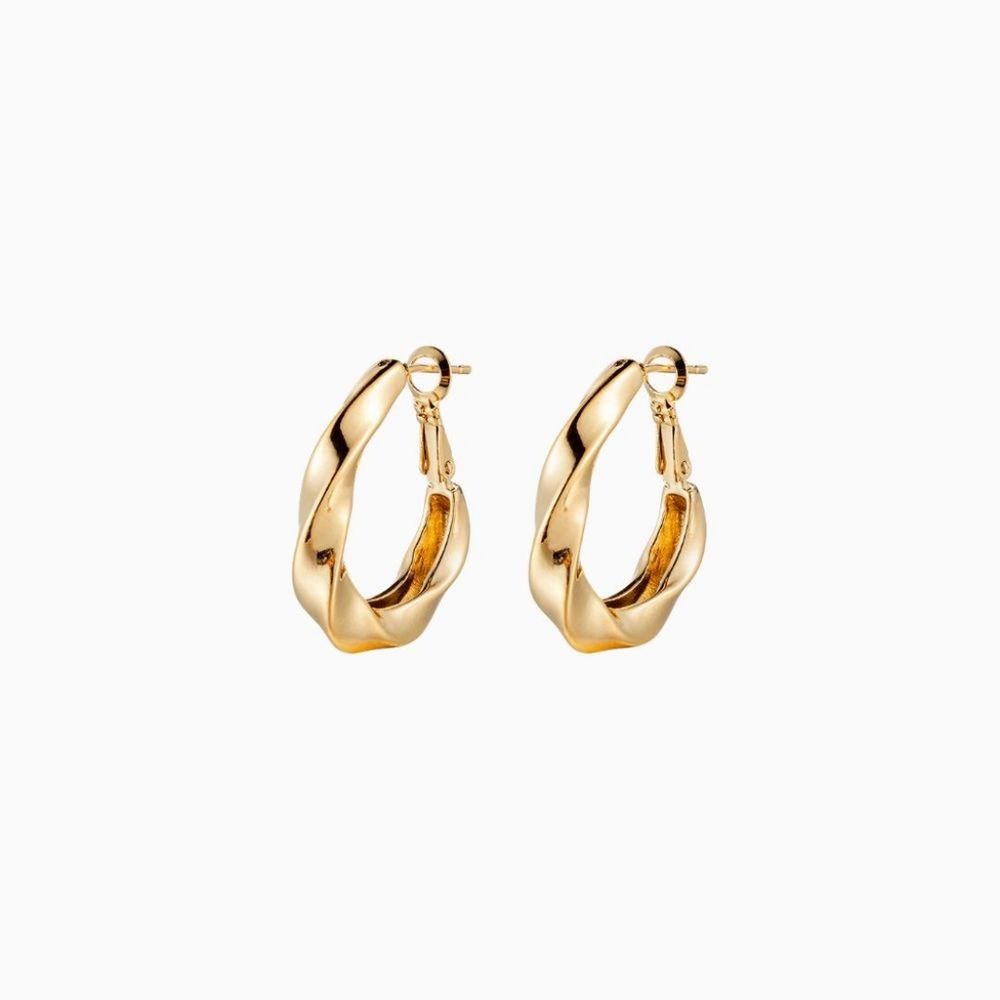 Cali tiger 18k gold plated hoops